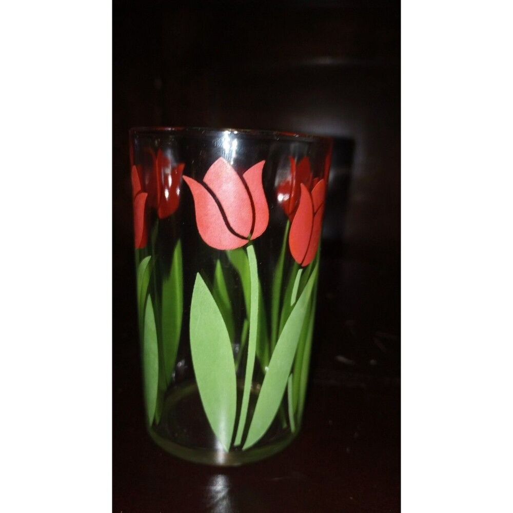 1 - Vintage Juice Glass Swanky Swig Red Tulip